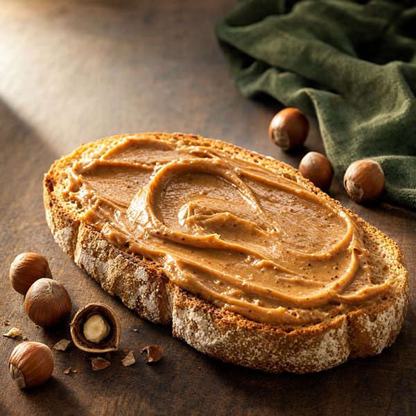 Nocciomel spalmata sul pane per la colazione