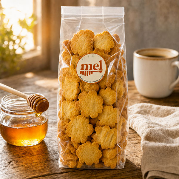 Frollini al Miele mel in una colazione con vasetto di miele